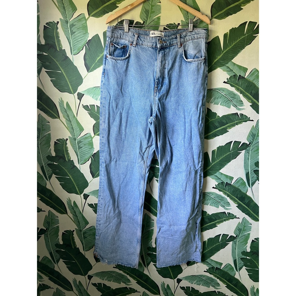 Zara Wide Leg Jeans Women Size 12 Light Blue